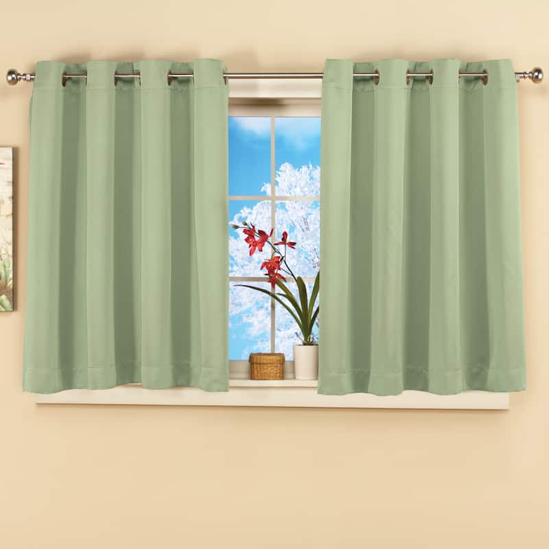 Short Blackout Window Curtain Panel with Easy Open-Close - Sage - 56" x 45" - 45 Inches