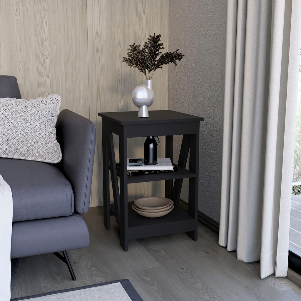 3-Tier Storage Side Table with Ample Space, Compact Design for Living Room or Bedroom