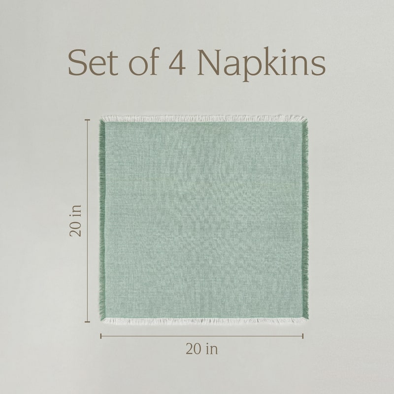 over&back Woven Frayed Chambray Cotton Cloth Napkins - Machine Washable - Set of 4