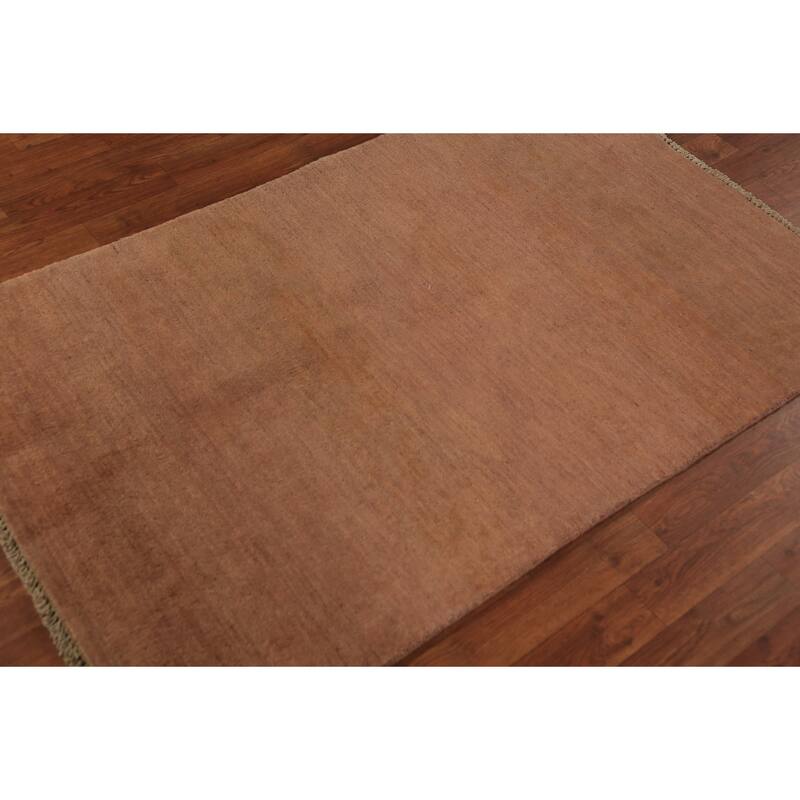 Gabbeh Modern Rug Handmade Brown Tribal Wool Carpet - 3'1" x 4'10"