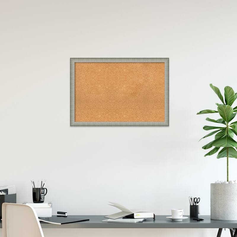Elegant Brushed Narrow Framed Natural Corkboard Bulletin Board