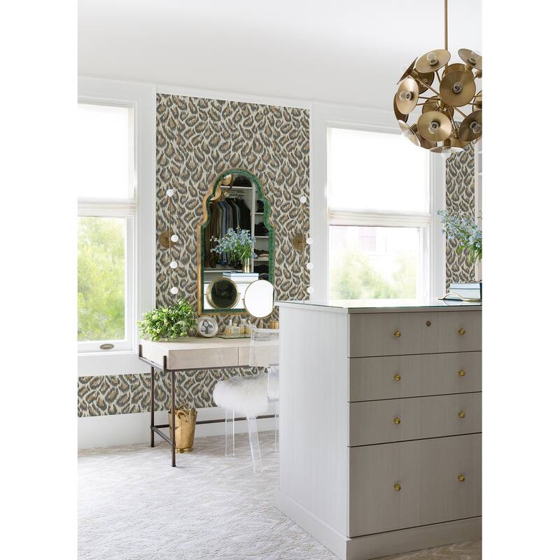 Leopard Print Lambersart Electra Blue Leopard Spot String 27' L X 27" W Wallpaper Roll - Bronze