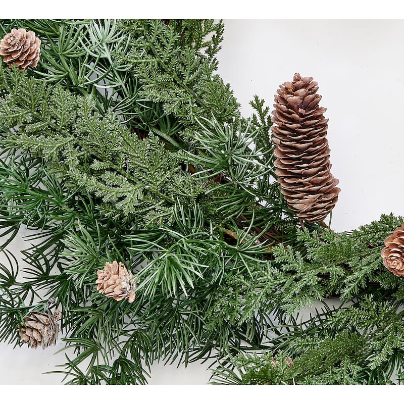 24" Artificial Christmas Pine, Hemlock and Pinecone Wreath - 24