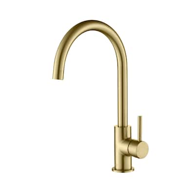 Lead Free Solid Brass High Arc Single Level Bar Prep Kitchen Faucet with Single Handle