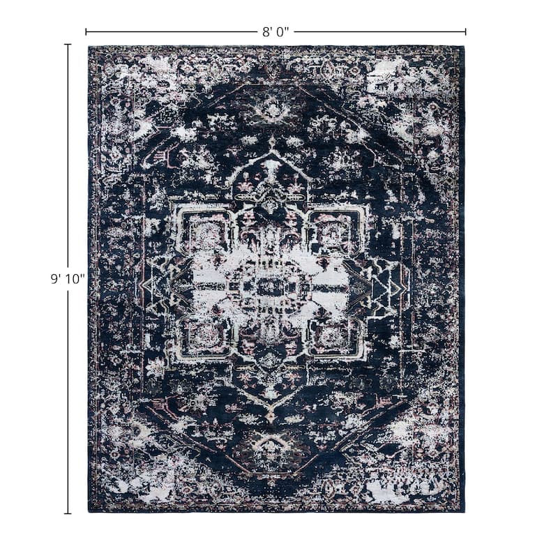 Ikat One-of-a-Kind Hand-Knotted Area Rug, Blue - 8' 0" x 9' 10"