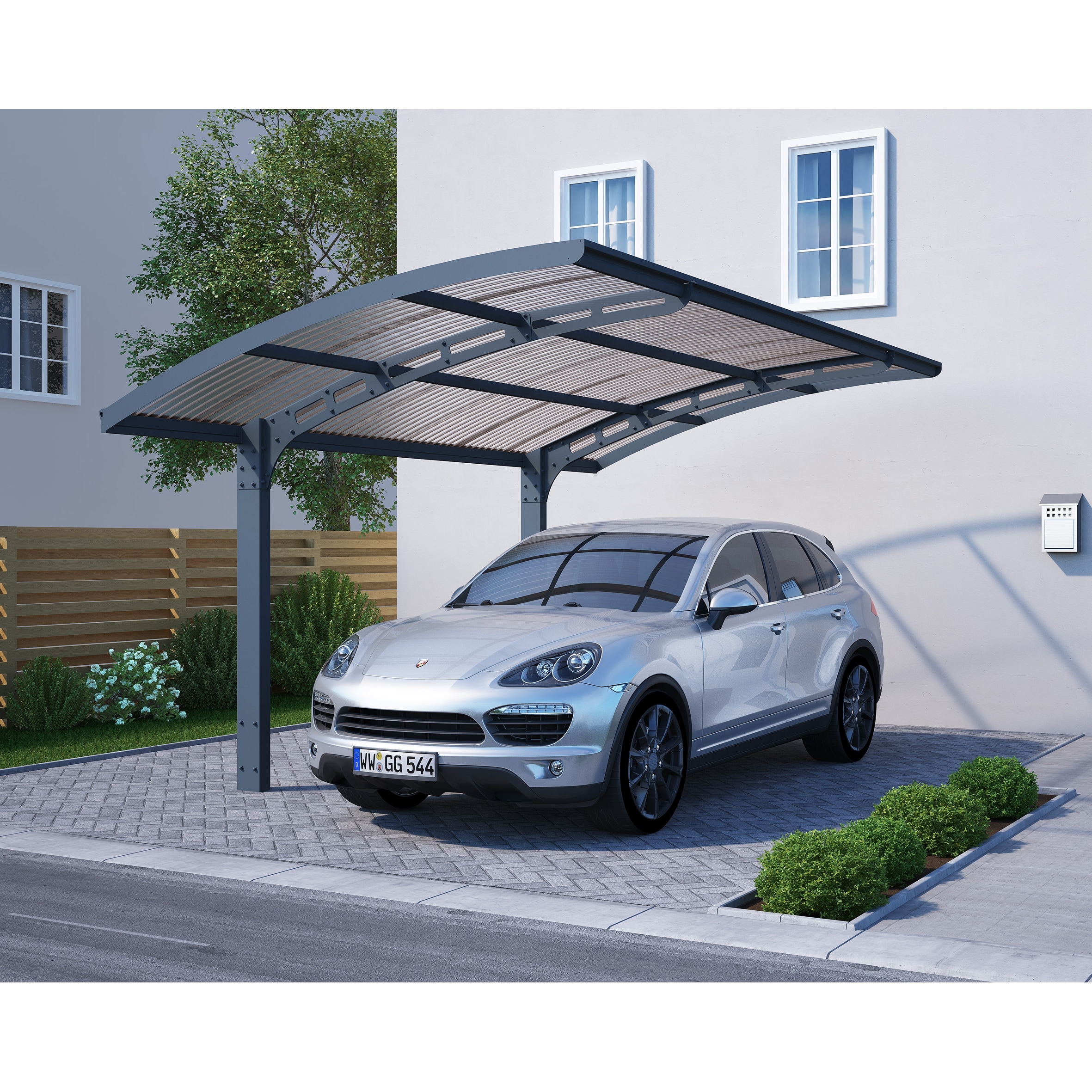 Arizona Wave 10 ft. x 16 ft. Gray Single Slope Cantilever Carport with Corrugated Roof Panels - 10 ft. x 16 ft.