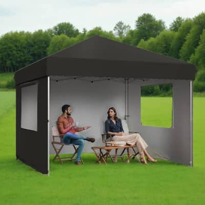 10x10 Pop Up Canopy Tent Outdoor with 3 Sidewalls - 10x10 Ft