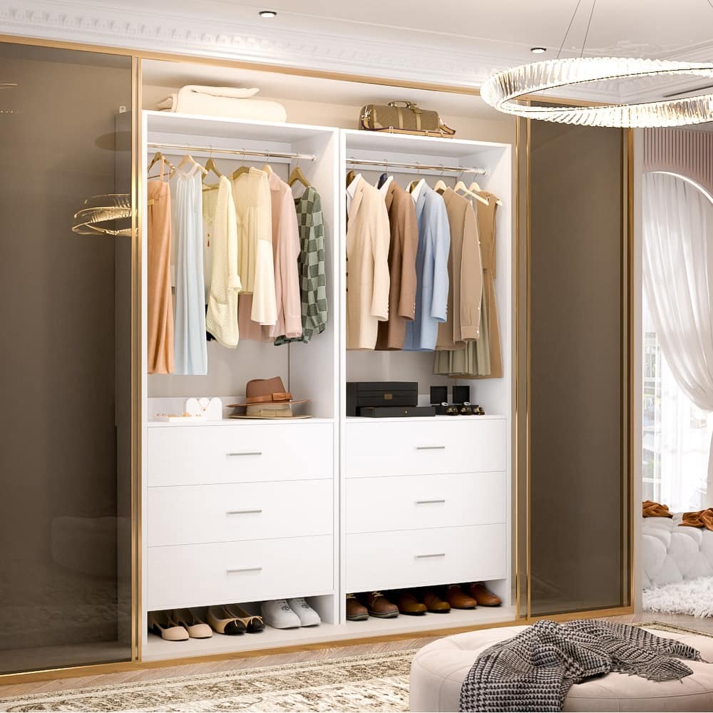 Cimly Freestanding Closet Sytem with Drawers, Closet Organizer Wardrobe for Walk-in and Reach-in Closet