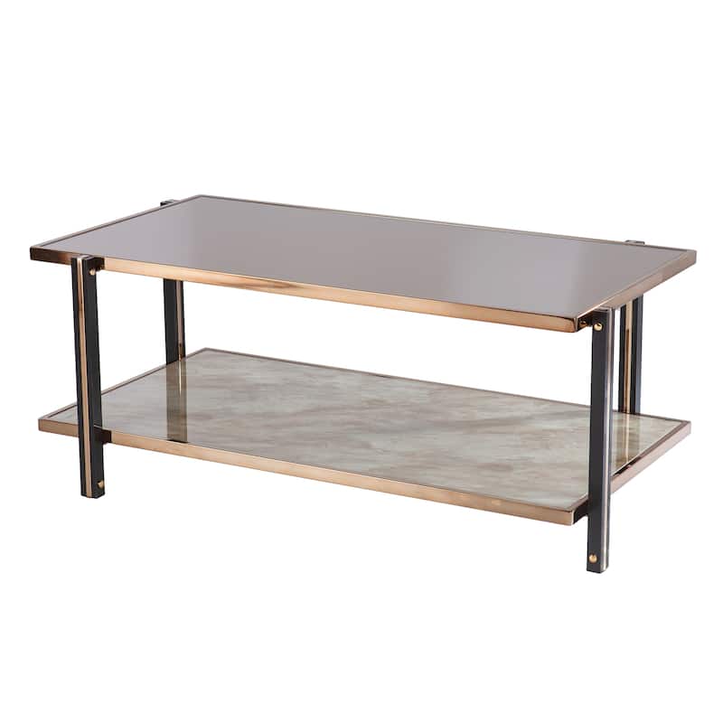 SEI Furniture Thornberry Champagne Metal with Smoked Mirror Coffee Table