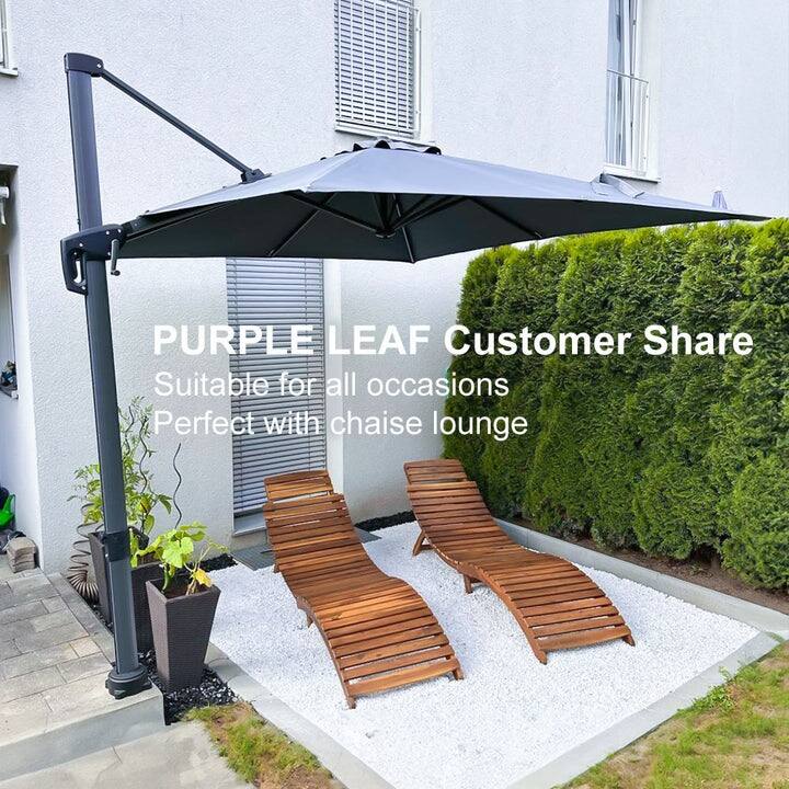 PURPLE LEAF 8 ft Square 360 Degree Rotation Patio Cantilever Umbrella