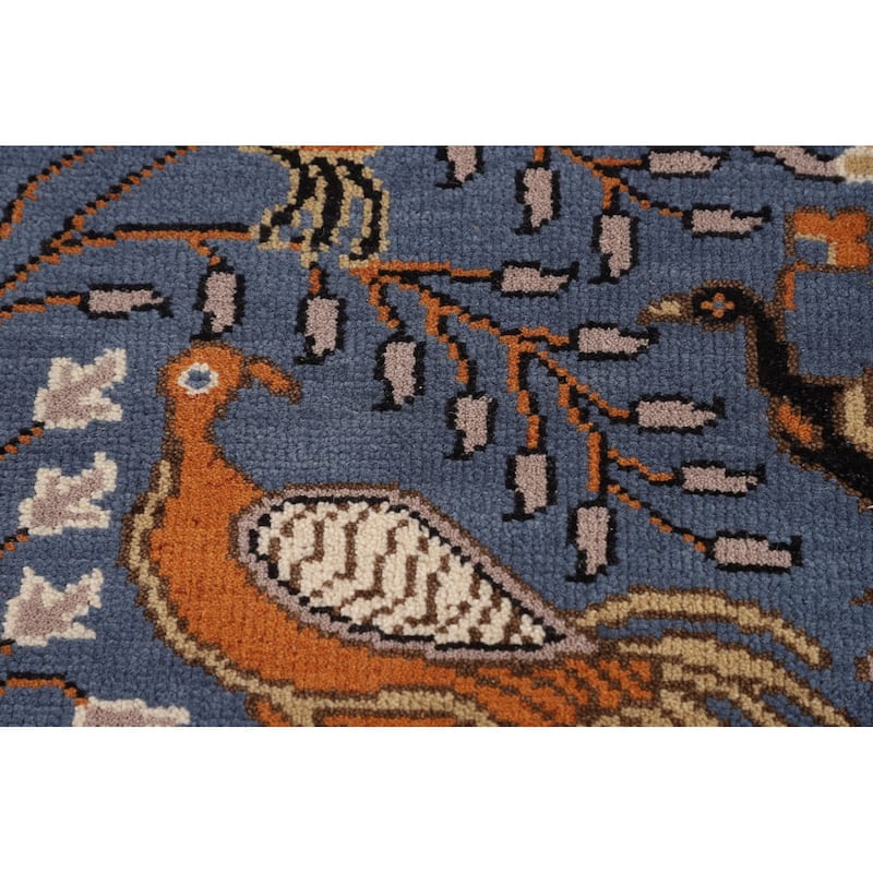Animals Blue Ziegler Indian Runner Rug Hand-Knotted Wool Carpet - 2'6"x 7'10"