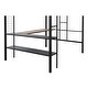 preview thumbnail 9 of 13, Metal Full Size Loft Bed with Wood Slat,Textilene Guardrail & Built-in Desk & 2-tier Shelves For Home