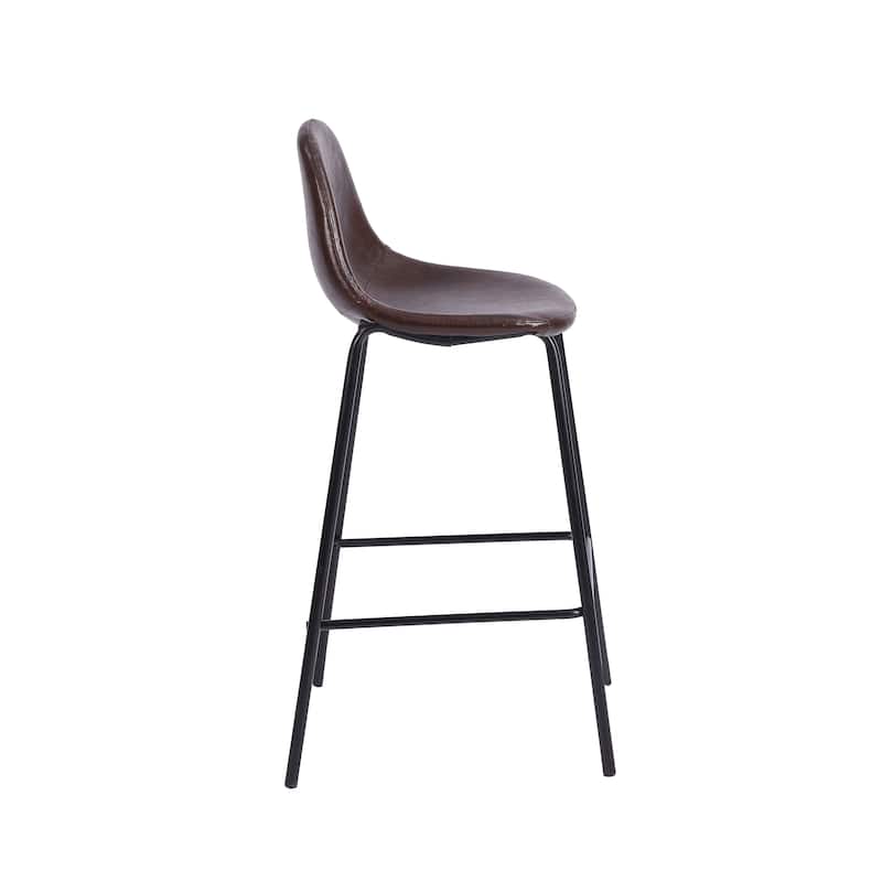 Porthos Home Tuca Bar Stools Set Of 2, PU Leather Upholstery, Iron Legs