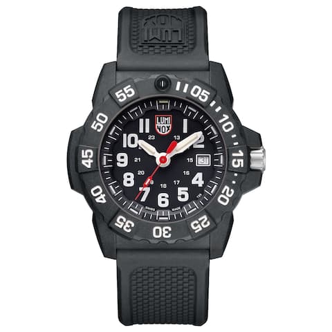 Luminox Men's Navy Seal 45mm Black/ White Dial Black Rubber Strap Watch