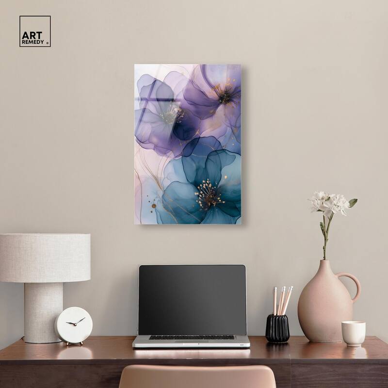Gilded Cyanescence II Acrylic by Art Remedy, Ready to Hang