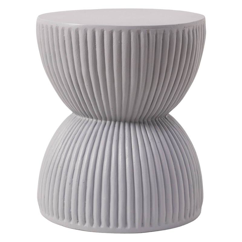 15" Wide Side Table in Painted Fiberstone with Hourglass Design Spire Collection - Grey