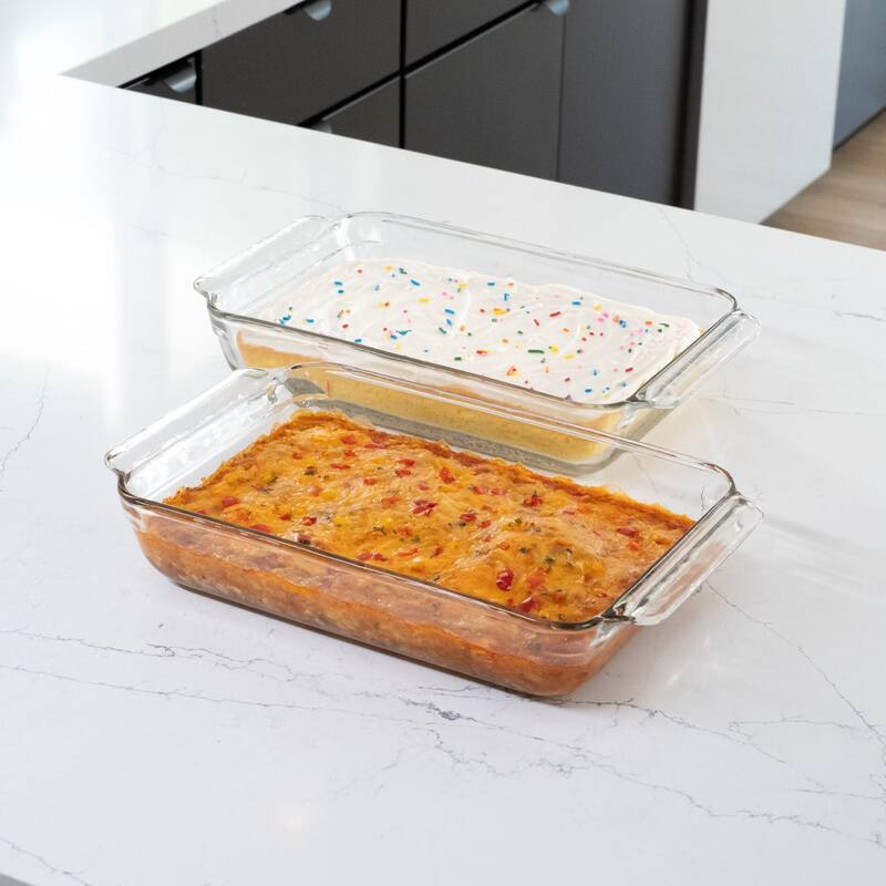 Libbey Bakers Premium 9x13 Rectangle Glass Baking Dish Set of 2 with Lids