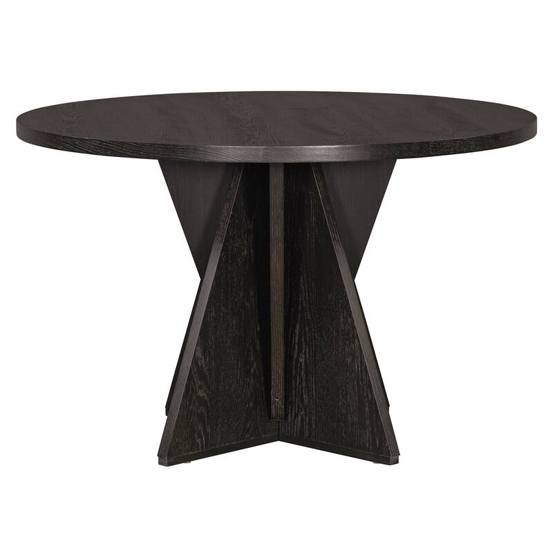 5 Piece Wood Round Dining Table Set with 4 Upholstered Chairs