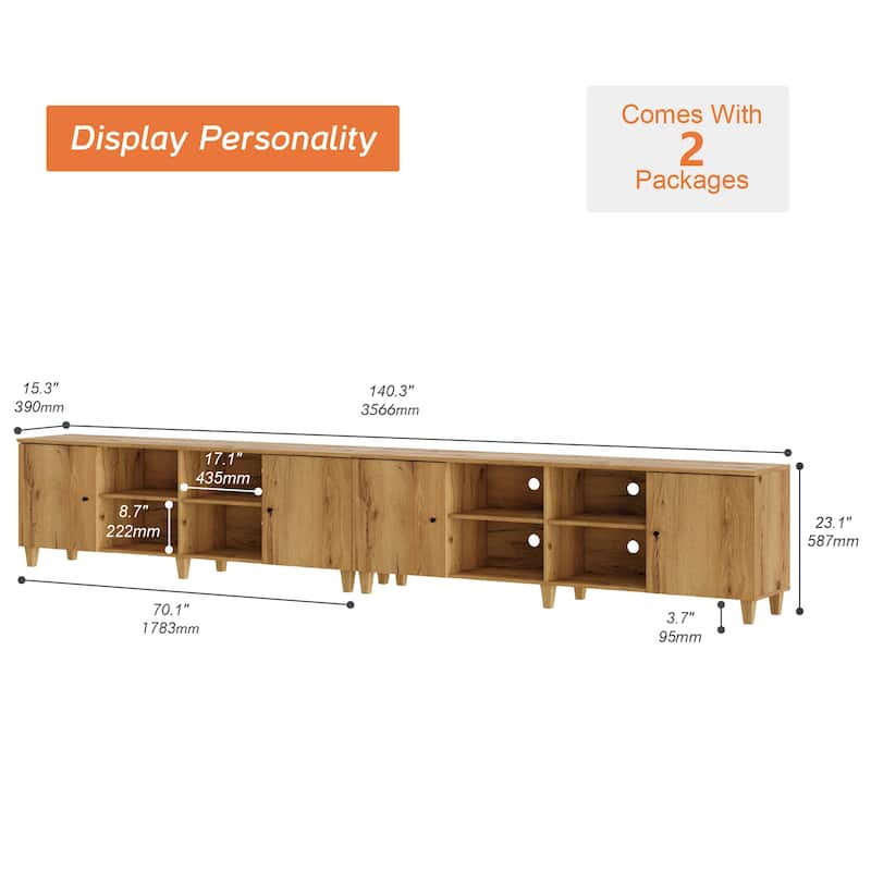 WAMPAT TV Stand for 75 Inches TVs, Modern Media Console