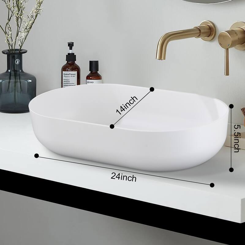 24" Modern Oval Above Bathroom Vessel Sink