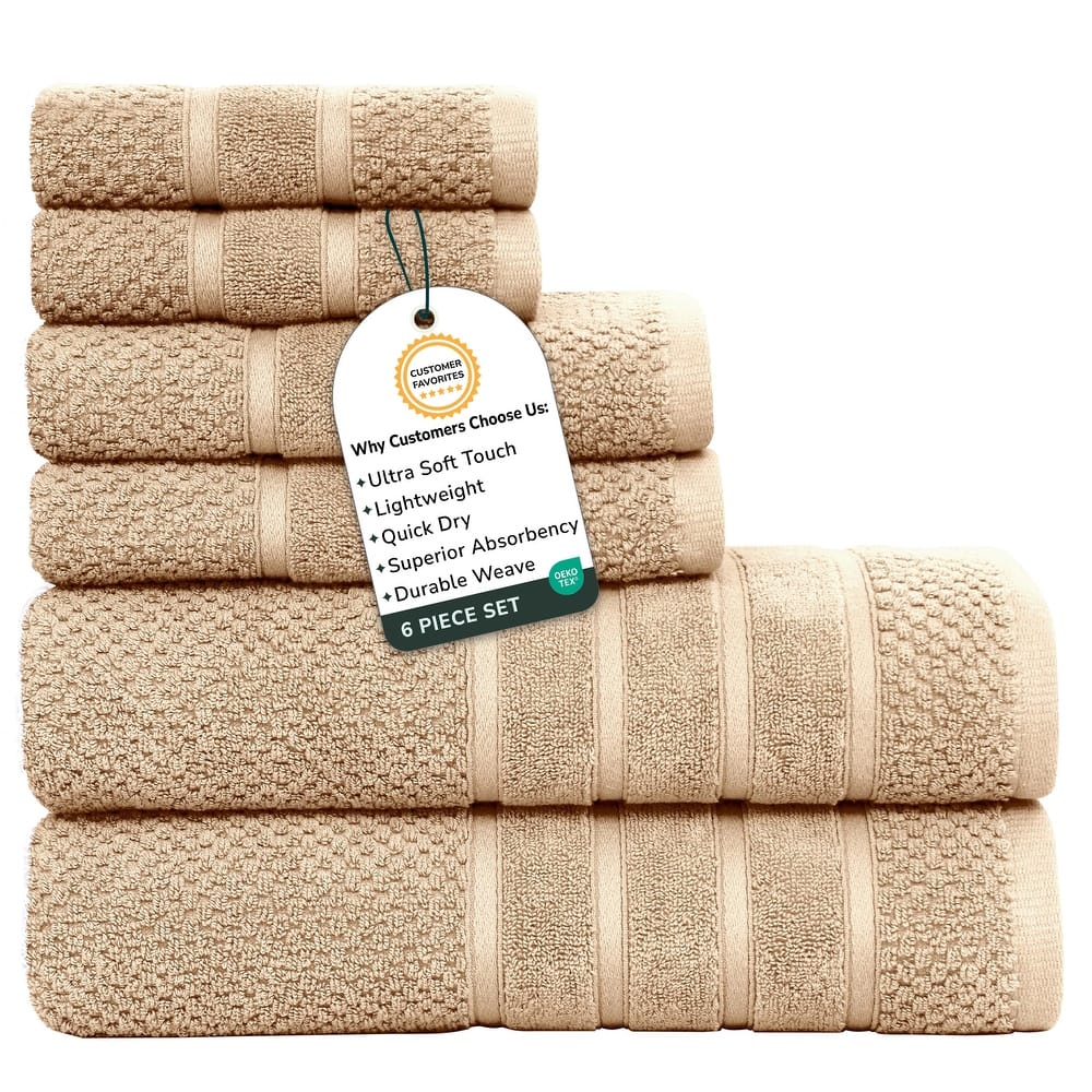 Luxurious Absorbent 650 GSM Combed Cotton 6-piece Towel Set