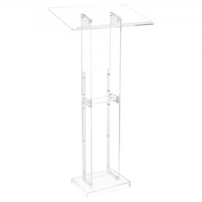 50-Inch Podium Stand with Storage Shelf and Book Stopper