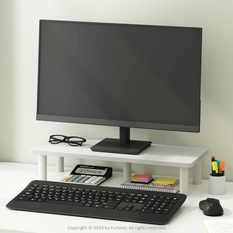 Furinno Turn-N-Tube Monitor Riser Stand, Plain White/White - N/A