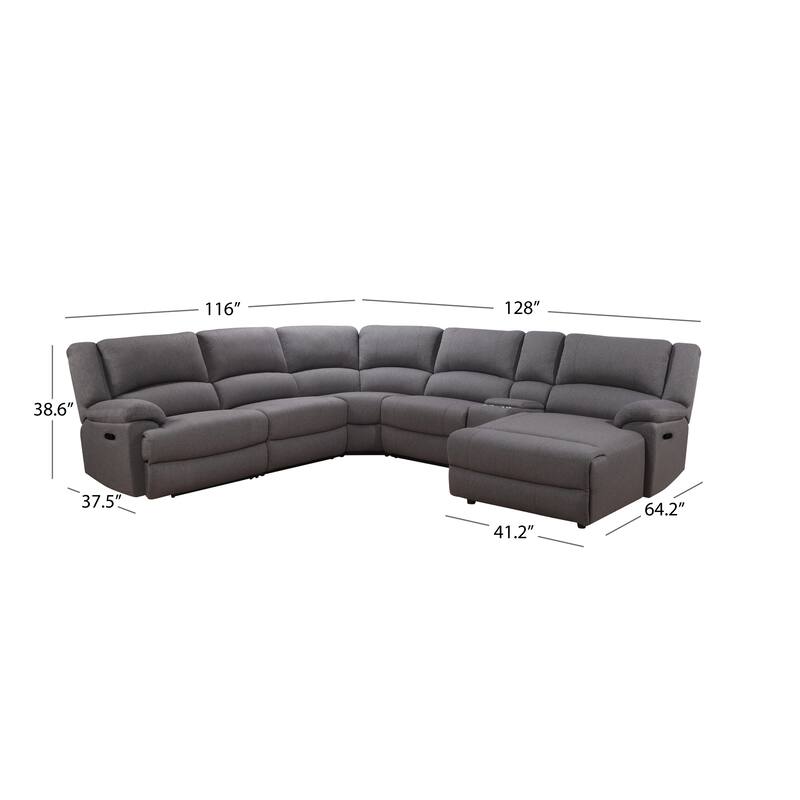 Abbyson Living Fletcher 6 PC Fabric Reclining Sectional, Gray