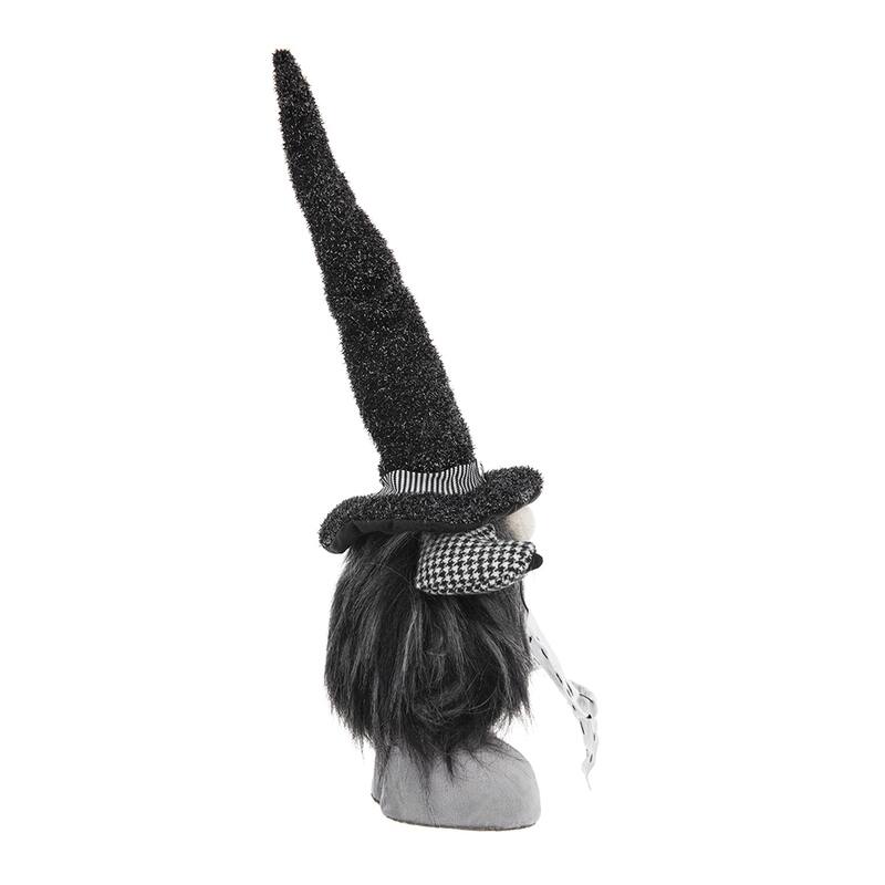 6x4x20" Fabric Black Gnome with 'Boo' Banner, for Halloween Decor