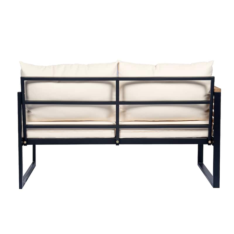 Christopher Knight Home - Adrian Outdoor 4-Piece Acacia Wood and Metal Patio Sectional Sofa Corner Set