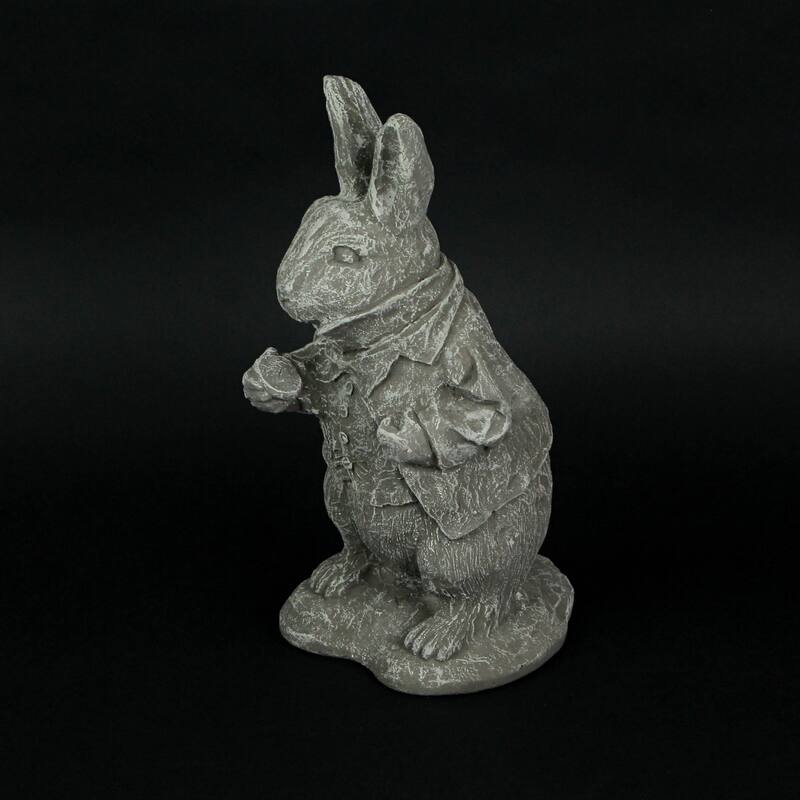 Alice In Wonderland White Light Gray Finish Statue 14 In-Cement - 14.5 X 6.25 X 7.5 inches