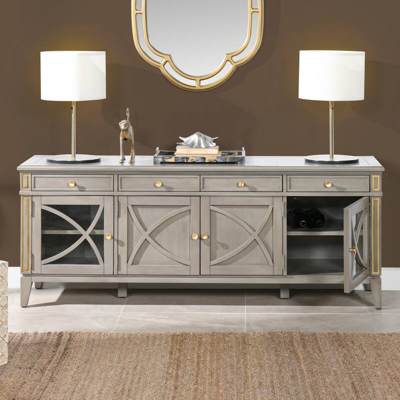 Dauphin 71" Grey Cashmere Wood TV Stand Storage Display Console Table