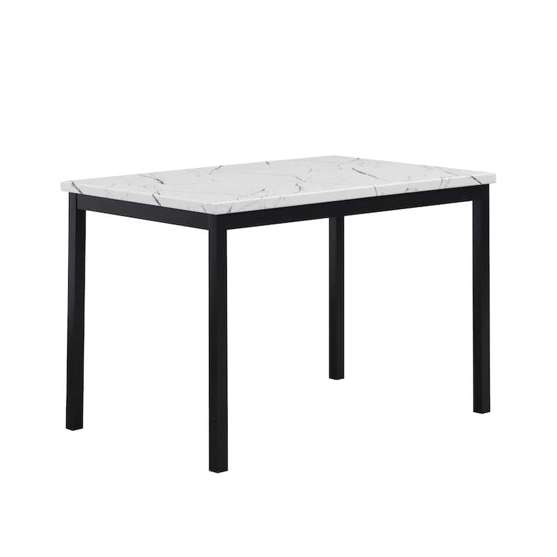 Roundhill Furniture Noyes Metal Dining Table with Laminated Faux Marble Top