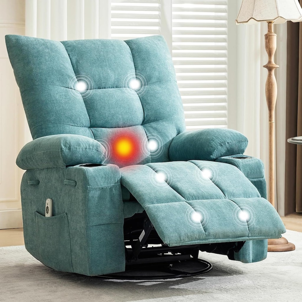 360 Degree Swivel Rocking Single Sofa with Cup Holders