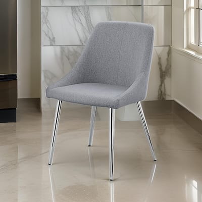 Kian 20 Inch Side Chair Set of 2, Tapered Legs, Gray Fabric Upholstery