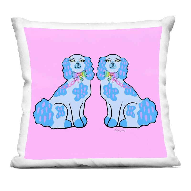 Stupell Blue Posh Poodles Decorative Printed Throw Pillow Design by Katie Conley - Accent - Polyester - Blue - Single