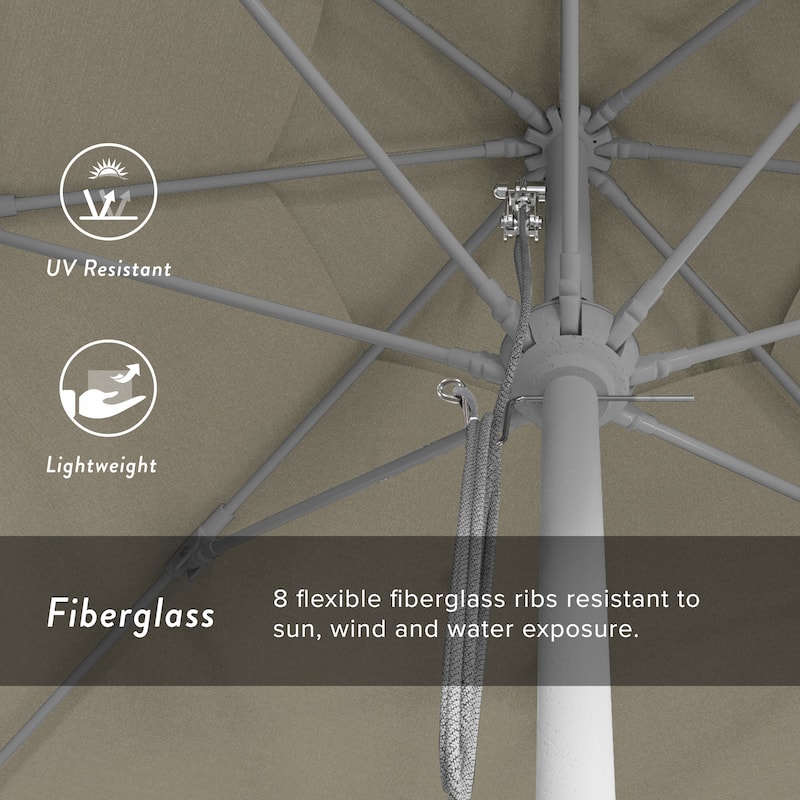California Umbrella 11' Venture Series Patio Umbrella, White Aluminum Pole Fiberglass Ribs Pulley Lift Pacifica
