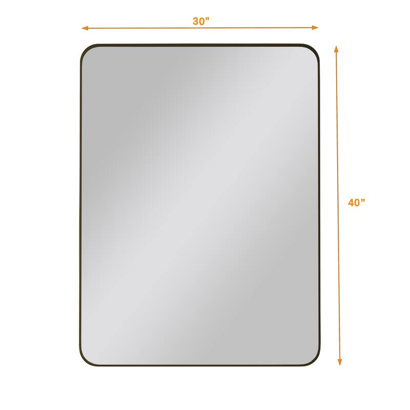 30" * 40" Wall Mounted Black Rectangular Metal Framed Mirror - 40 inches L x 30 inches W x 1.38 inches H
