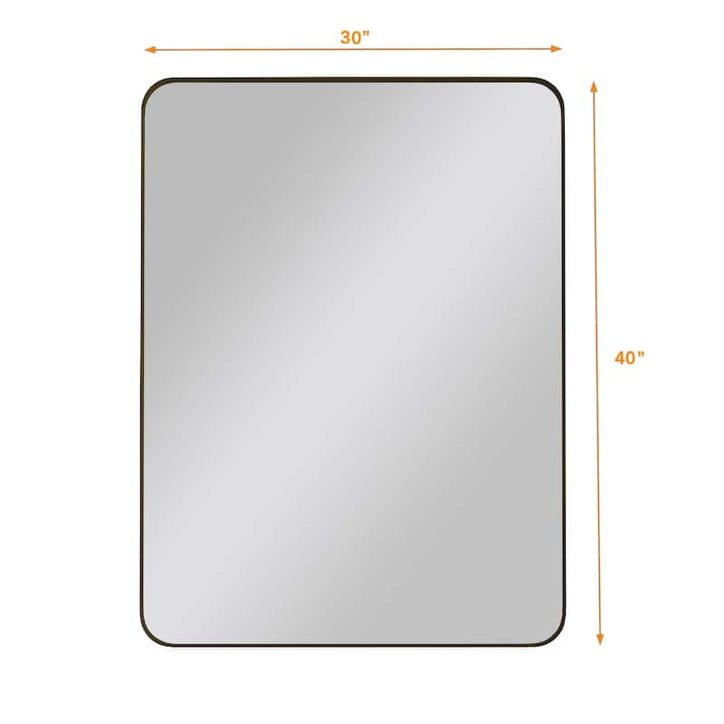 30x40 Inch Black Rectangular Mirror Metal Framed Mirror - 30x40 Inch