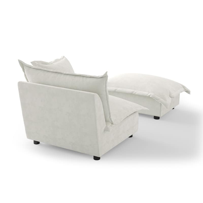 Modern Cloud Chaise Longue Accent Chair with Ottoman set