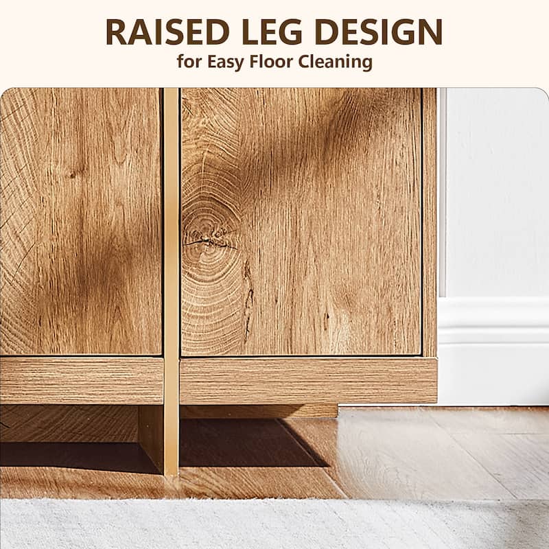 Modern 70" TV Stand, Entertainment Center, Handle-Free Hidden Design