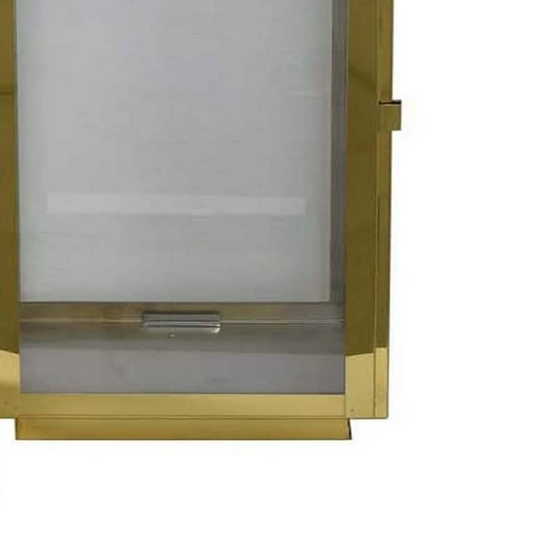 Davi Set of 3 Decorative Lanterns, Curved Handles, Glass Panel, Brass Metal
