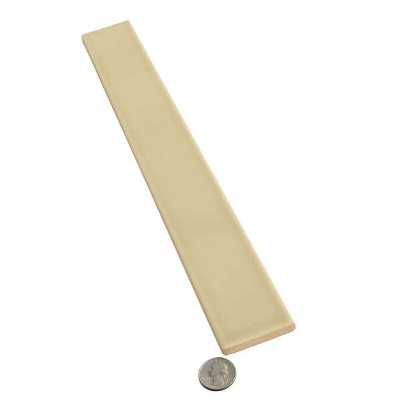 Apollo tile 2" x 16" Horizonte Glossy Soft Olive Ceramic Tile (10.76 sq ft/case) - 50 Pack