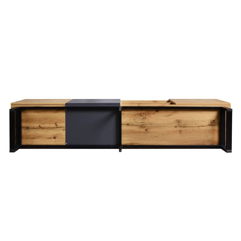 71" Media Console Table with Drop Down Doors & Open Shelves - Stylish TV Stand for Living Room & Bedroom