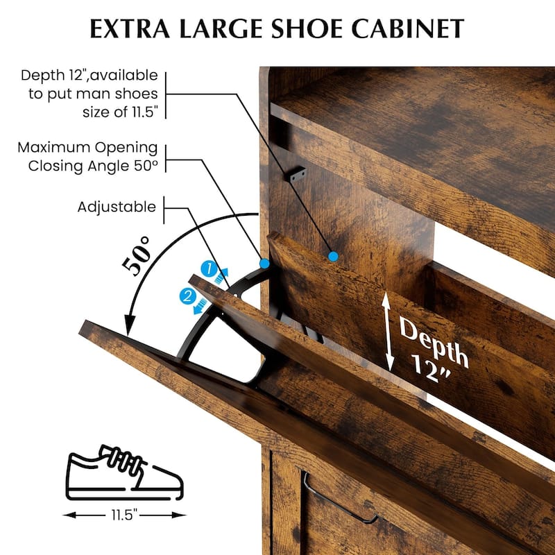 Shoe Cabinet with 2 Flip Drawers - 2 Flip Drawers
