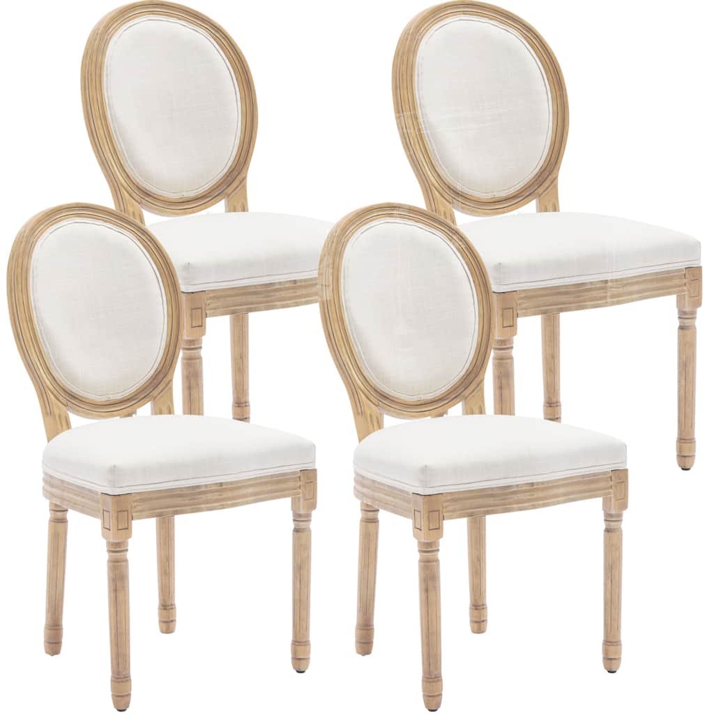 French Country Dining Chairs, Upholstered Farmhouse Dining Room Chairs with Round Back and Wood Legs