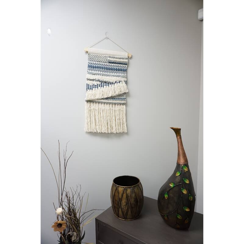 Home&Manor Wool and Cotton Macrame Wall Hanging with Rod Included - Exact Size