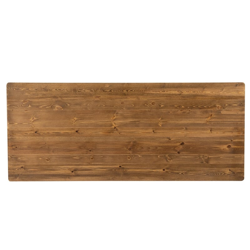 7' x 40" Rectangular Antique Rustic Solid Pine Folding Dining Table