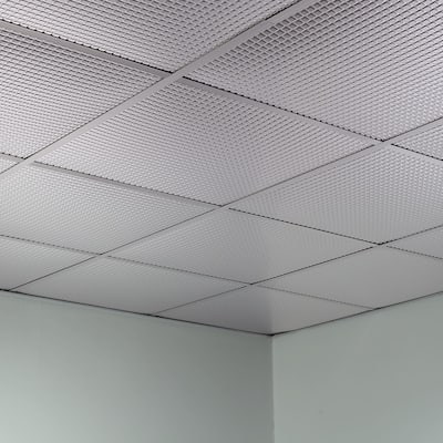 FASÄDE Square Decorative Vinyl 2ft x 2ft Lay in Ceiling Panel in Brushed Aluminum (5 Pack)