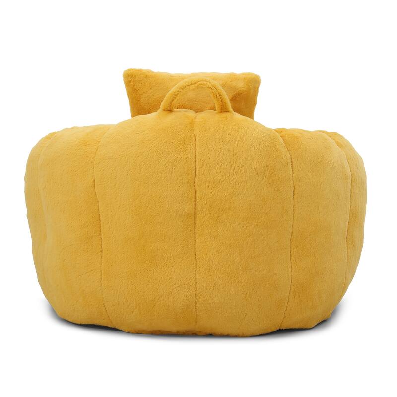 Faux Fur Shell-Shaped Medium Bean Bag Chair with Footstool